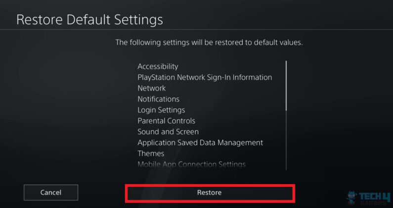 settings for playstation