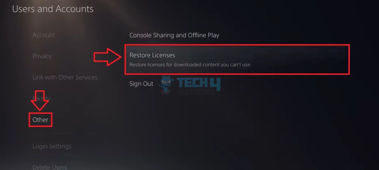 Restore Licenses in other tab