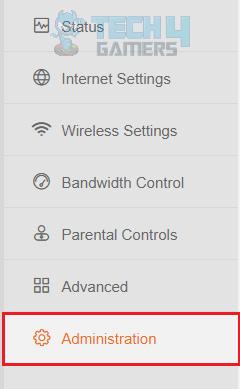 Select Administration In Router Settings