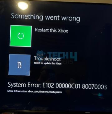 Xbox Error Code E102