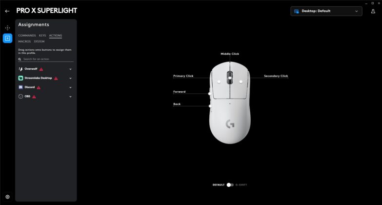 Logitech G HUB - Actions (Image By Tech4Gamers)