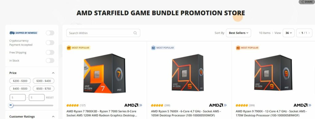 Starfield AMD Ryzen 7000 Bundle Newegg