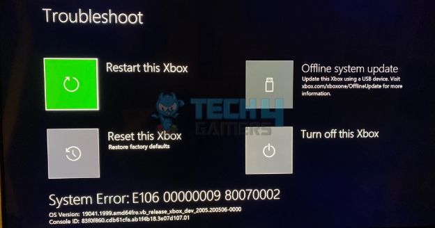 Xbox Error Code E106