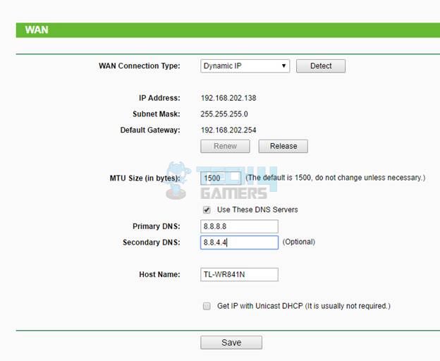 Change Router's DNS Settings