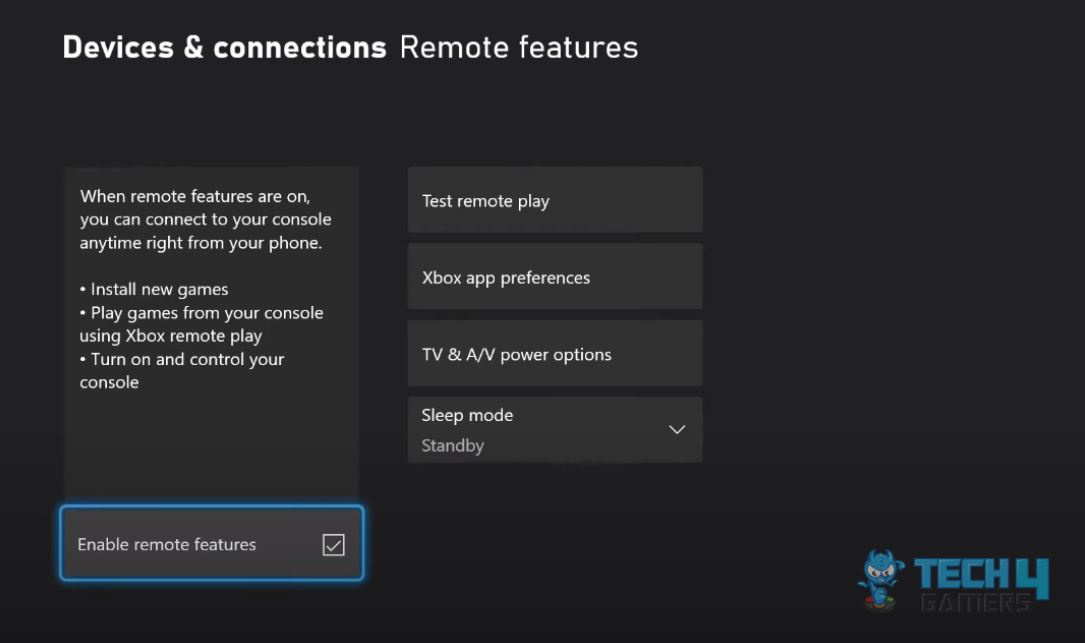 Check "Enable remote features"