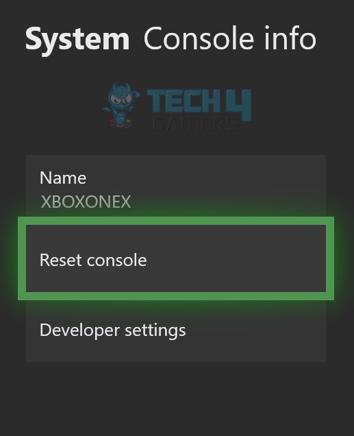 Reset Console Xbox One