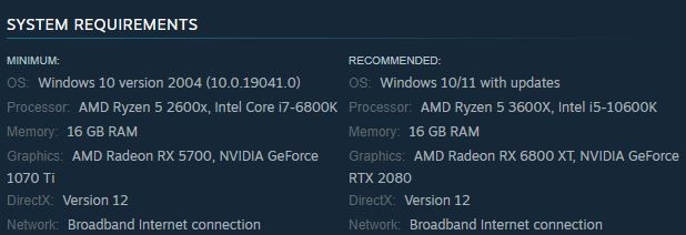 Starfield Steam System Requirements