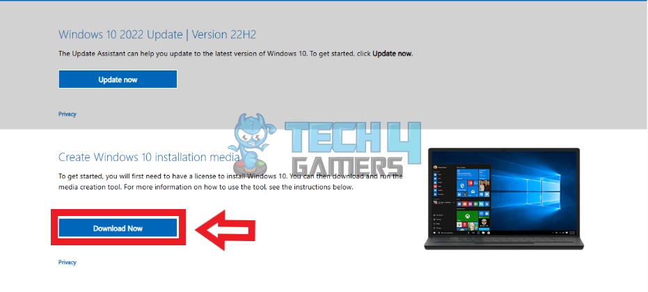 Click on Download Now option for the Windows Media Creation Tool