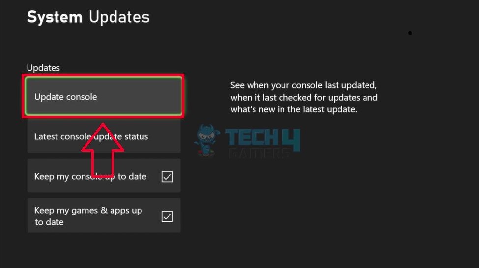 Updating Xbox Console
