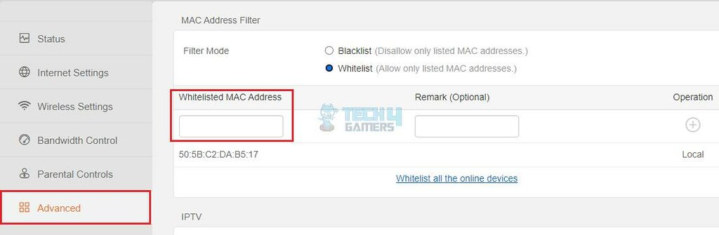 Add New MAC Address To Whitelist