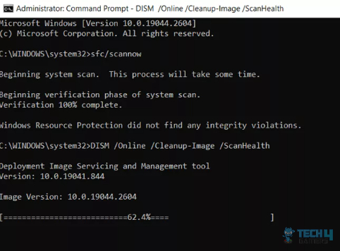 DISM /Online /Cleanup-Image /ScanHealth image in windows 