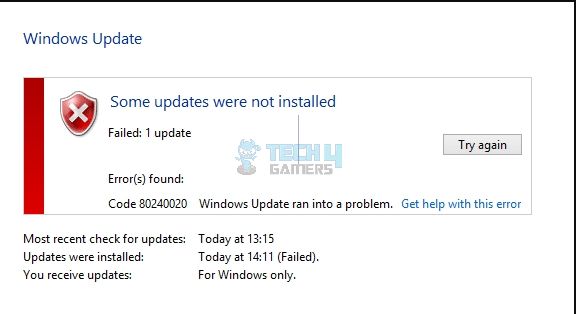 Windows 10 Update Error 80240020