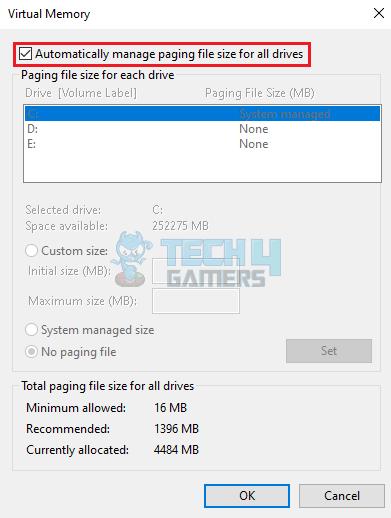 Enable Paging File Size
