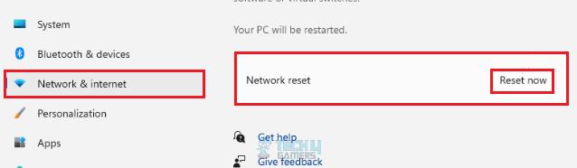 network reset in windows