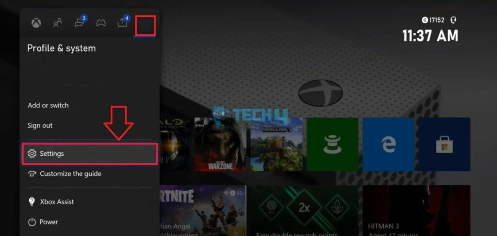 settings menu Xbox