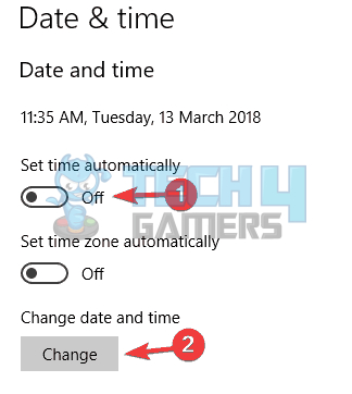 Turn on "Select Time Automatically"