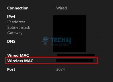 Note Wireless MAC Address
