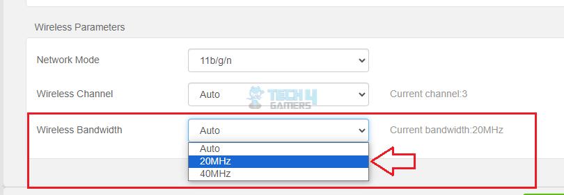 Change Channel Width To 20MHz