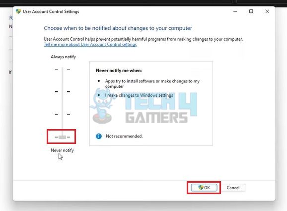 Disable User Account Control Change When to Notify