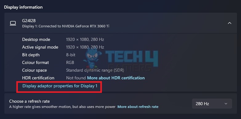 Display Information (Image By Tech4Gamers)