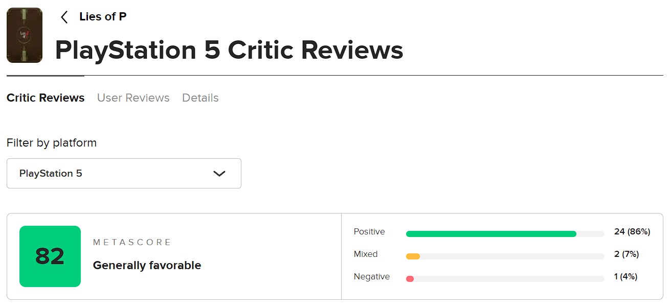 Lies of P - Metacritic