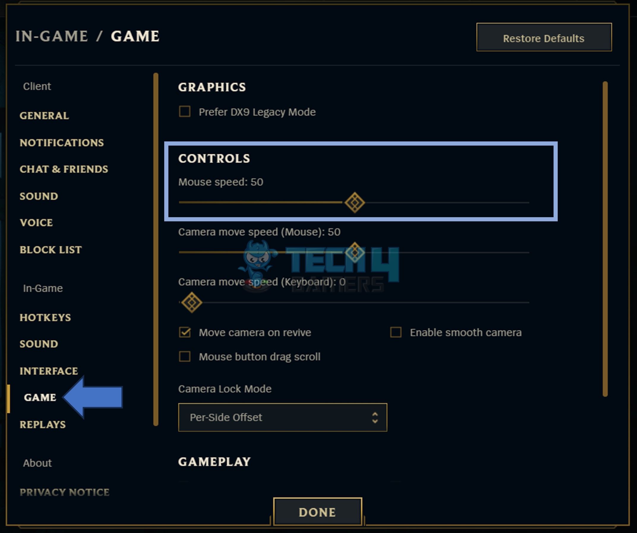 Changing mouse speed in League of Legends
