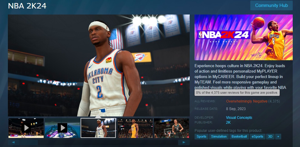 NBA 2K24 secures the record of worst rated game of steam! : r/Steam