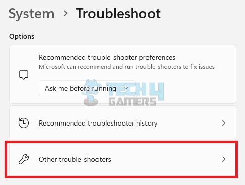 Jump to Other troubleshooters.