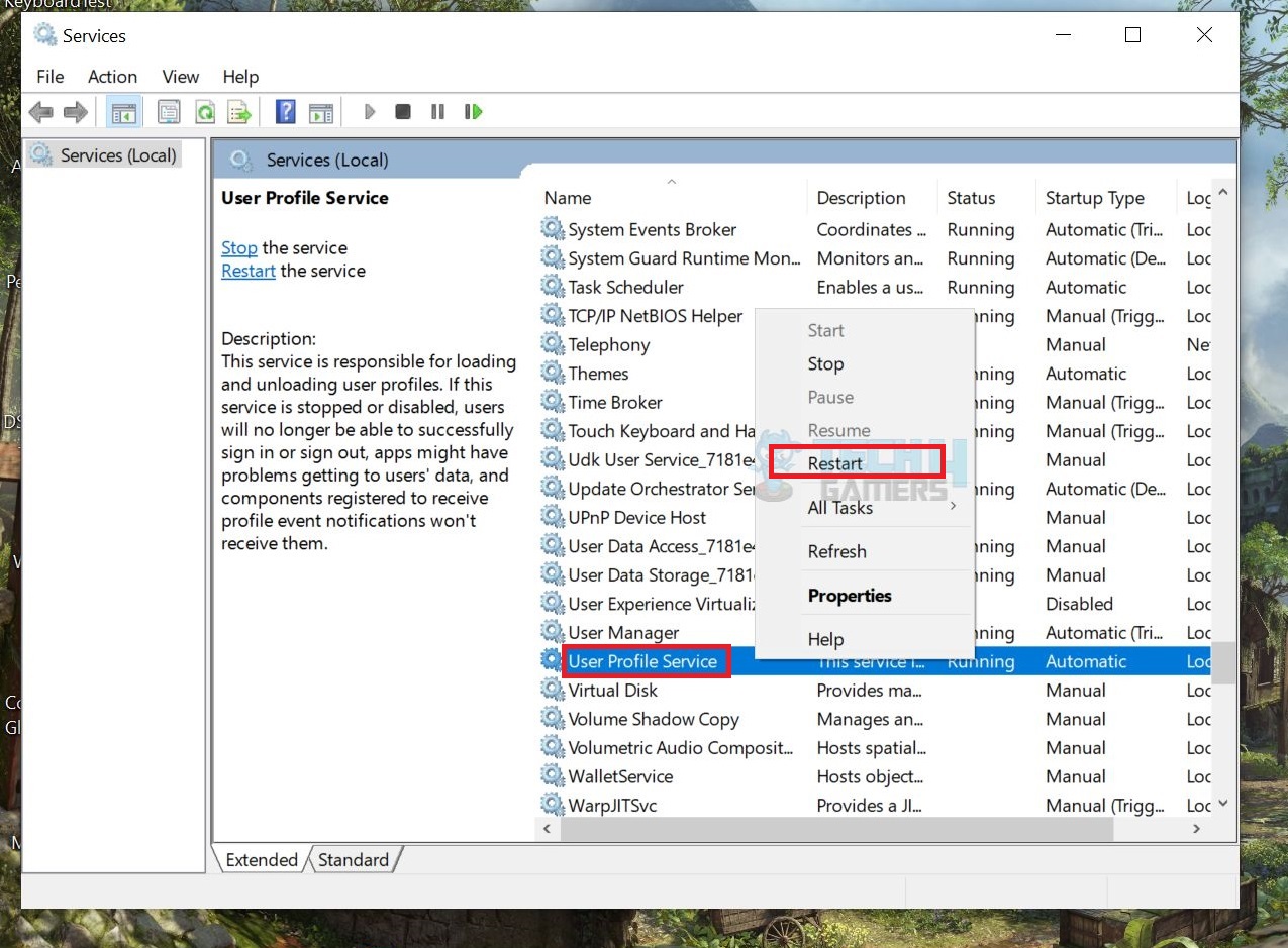 Restart The User Profile Service