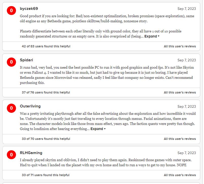 Starfield User Score Metacritic Review Bomb