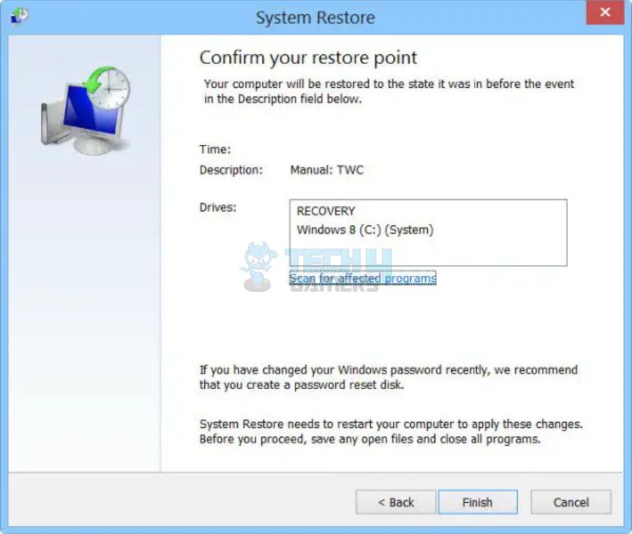 Select A System Restore Point