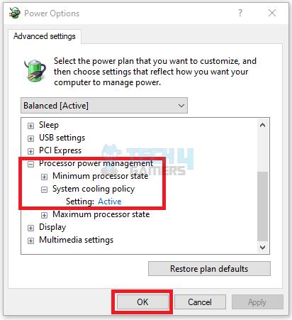 Change system cooling policy settings to control case fan speed.