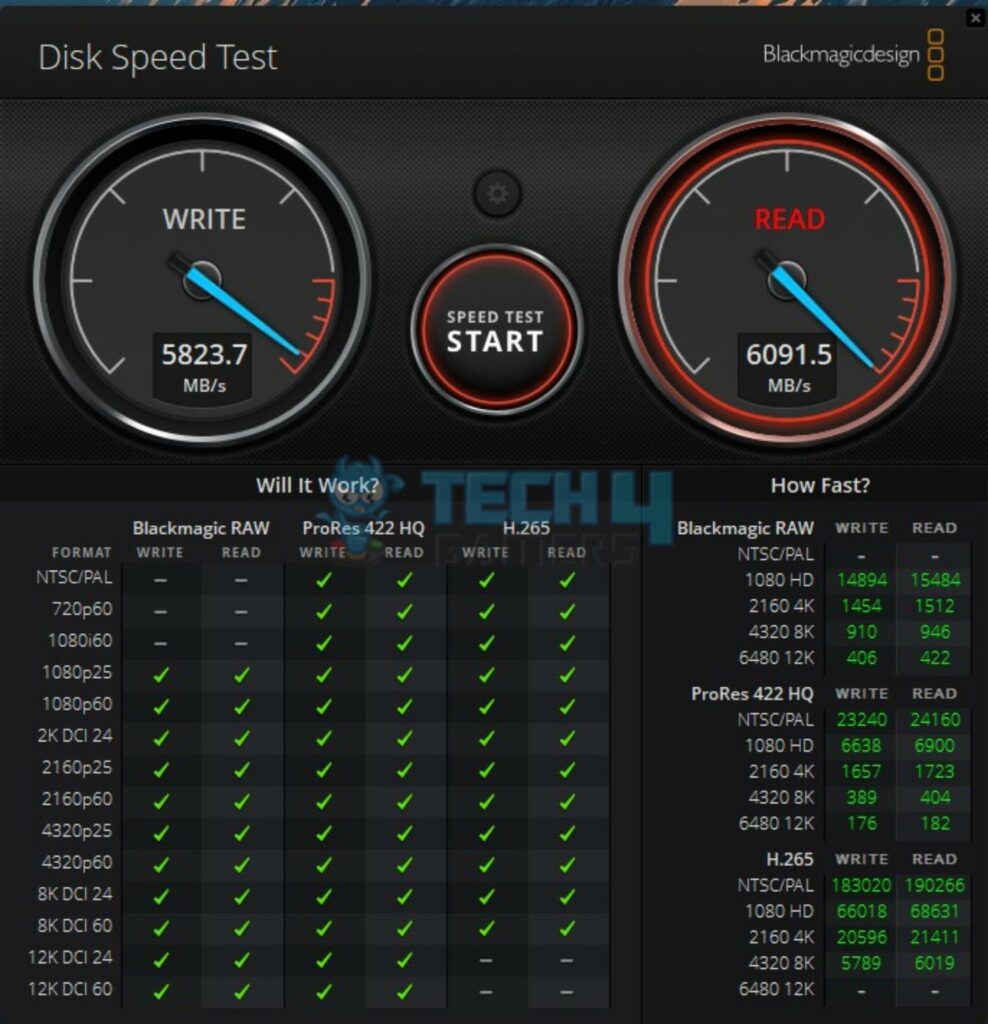 Teamgroup MP44 2TB NVMe SSD — Blackmagic Disk Benchmark