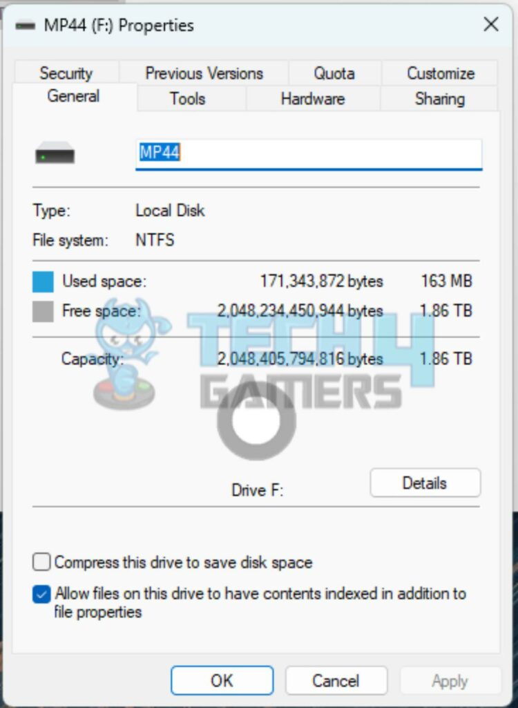Teamgroup MP44 2TB NVMe SSD — Disk Management 4