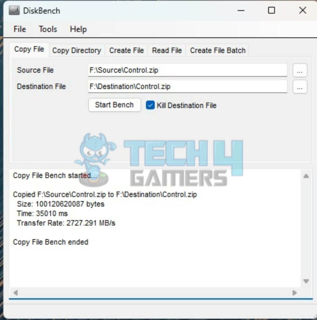 Teamgroup MP44 2TB NVMe SSD — DiskBench Copy File