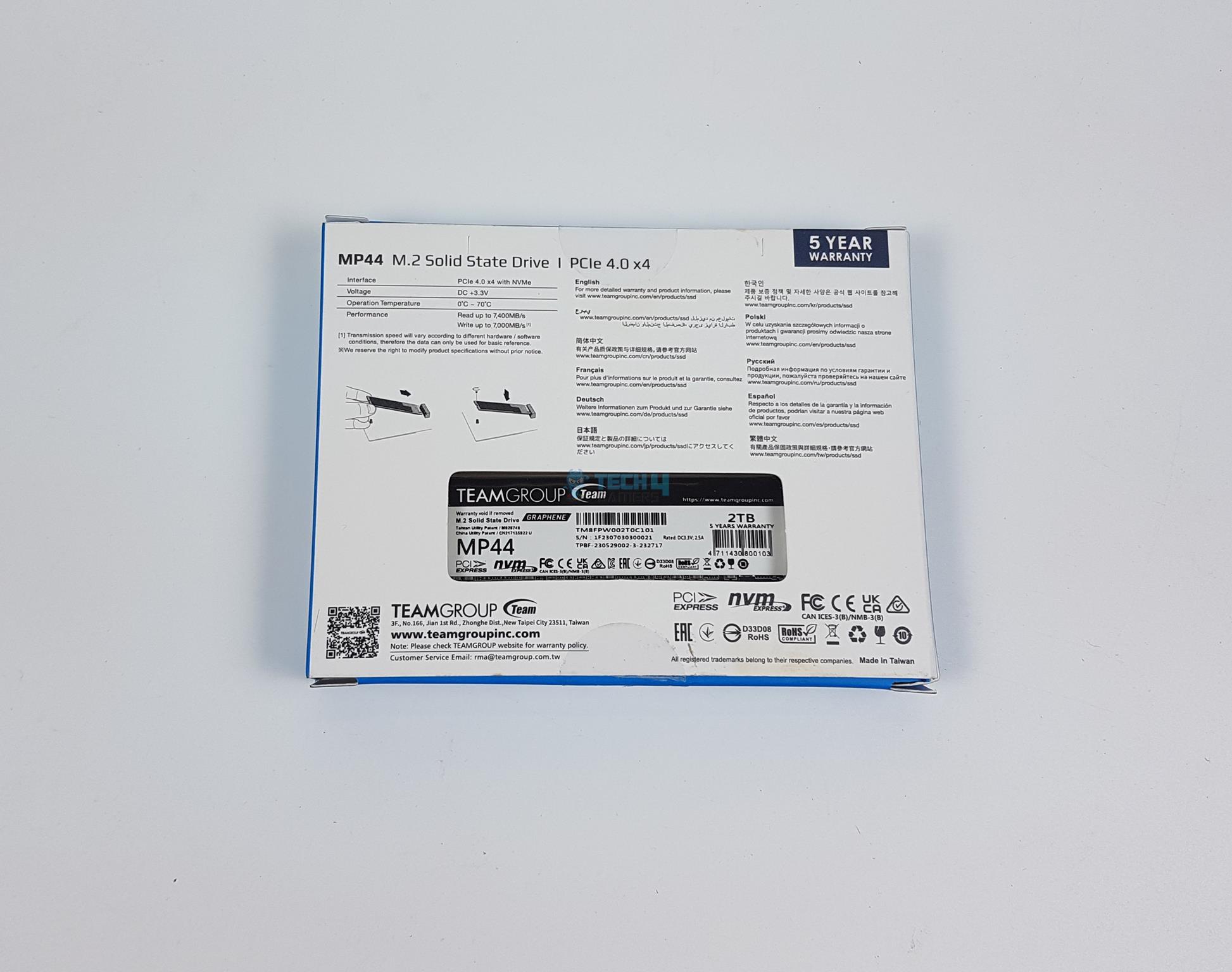 Teamgroup MP44 2TB NVMe SSD — Packing Box 2