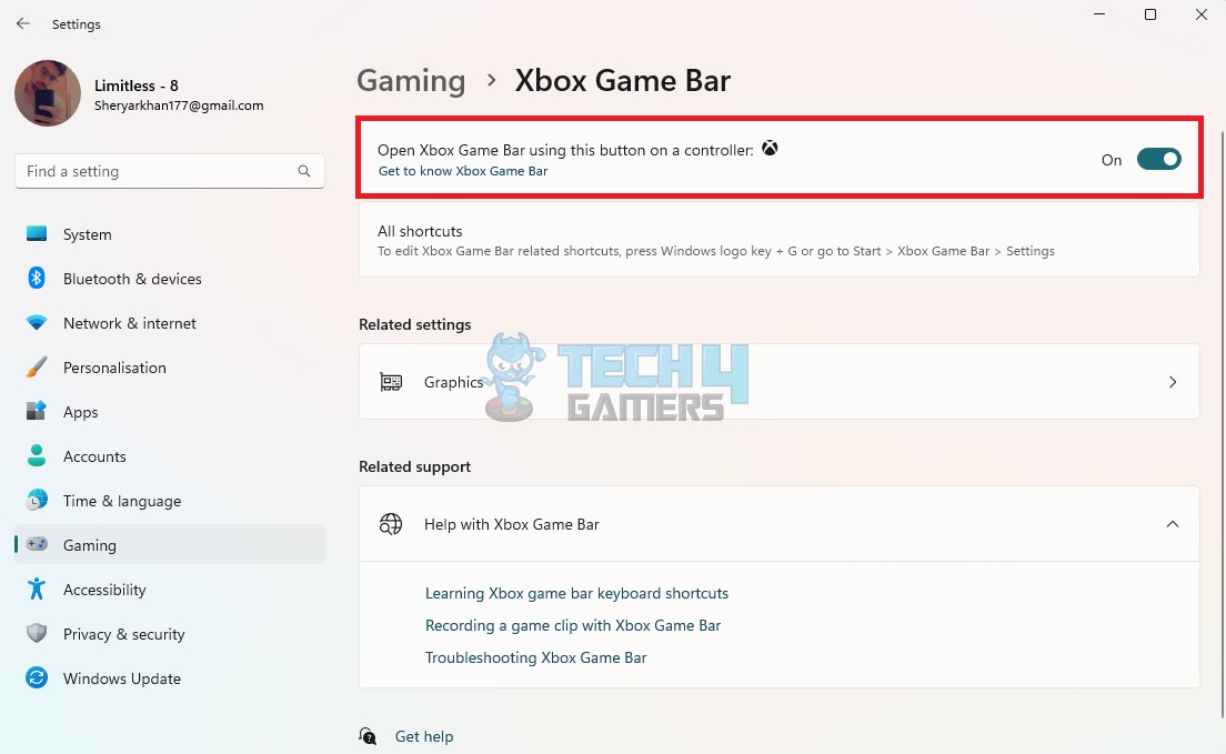 Toggle Off Xbox Game Bar