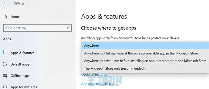 A Normal "Choose Where To Get Apps" Option