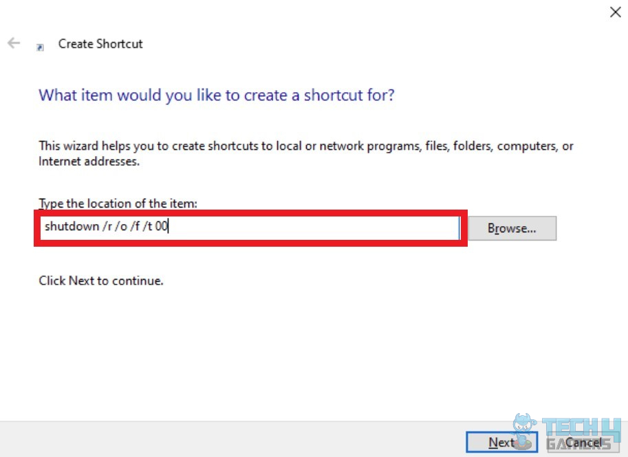 creating a shortcut to enter BIOS in Windows 11