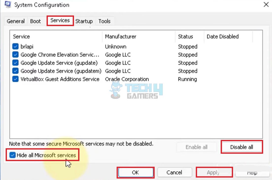 Disable Services