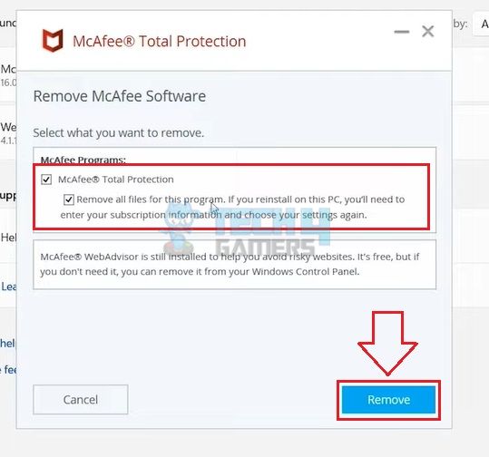 Confirm Removal Of McAfee