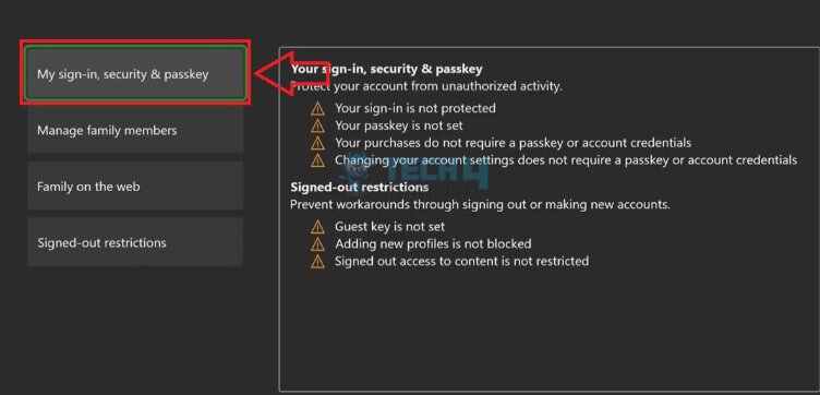 Xbox Security And Passkey Settings