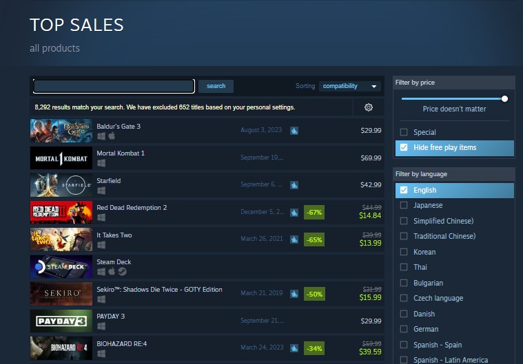 Steam Top Sales