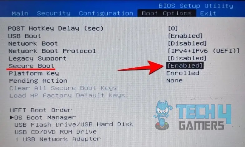 disable secure boot option 