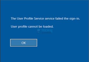 The User Profile Service service failed the sign-in. User profile cannot be loaded error for user profile.