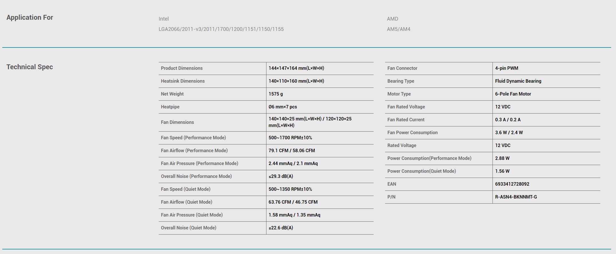 DeepCool Assassin IV CPU Air Cooler — Specifications