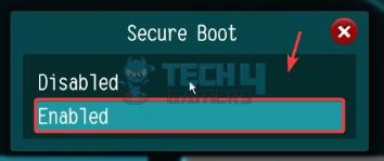 Enable Secure Boot option 