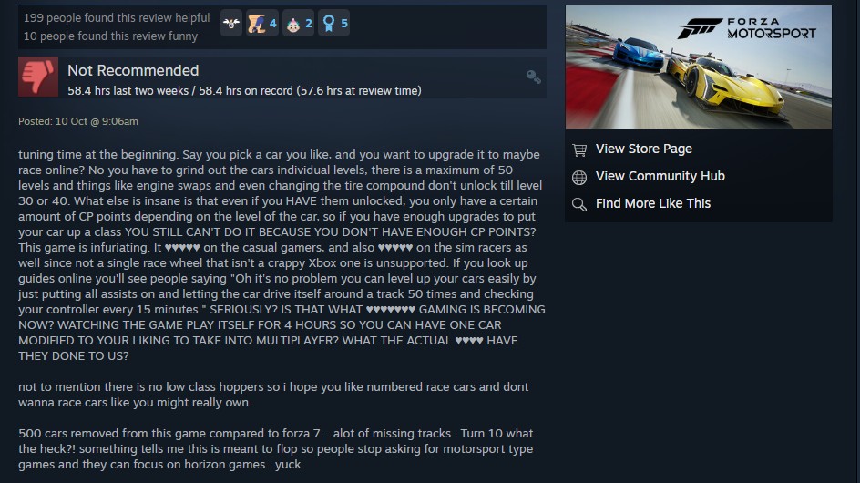 Forza Motorsport Steam Reviews