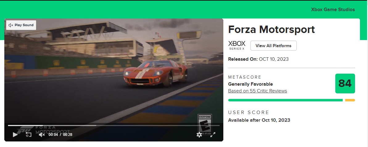 Forza Motorsport Metacritic