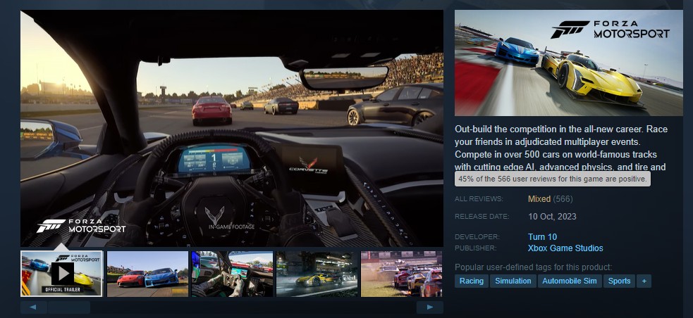 Forza Motorsport Steam Reviews